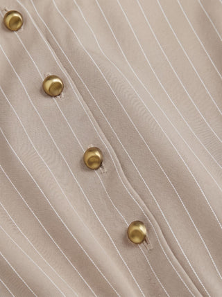 Woven Striped Collar Button Front Maxi Dress For Work