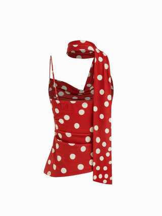 Halter Neckline Ruched Cami Top With Scarf