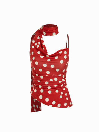 Halter Neckline Ruched Cami Top With Scarf