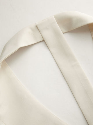 Woven Halter Neck Metal Detail Blazer Vest For Daily Casual Work
