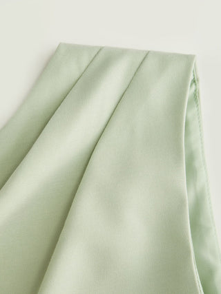 Asymmetrical Neck Pleated Flared Maxi Dress