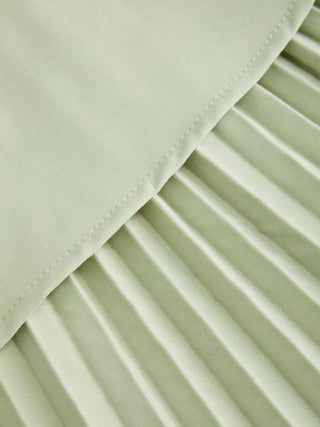 Asymmetrical Neck Pleated Flared Maxi Dress