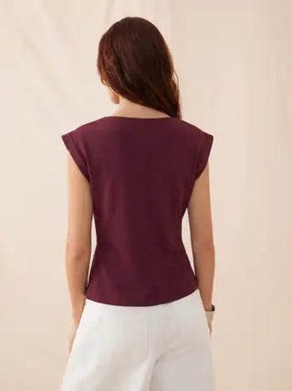 Jersey Boat Neck Ruched Crop Top