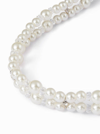 FAUX PEARL & RHINESTONE DECOR LAYERED CHOCKER NECKLACE For Date Party/Clubbing Wedding