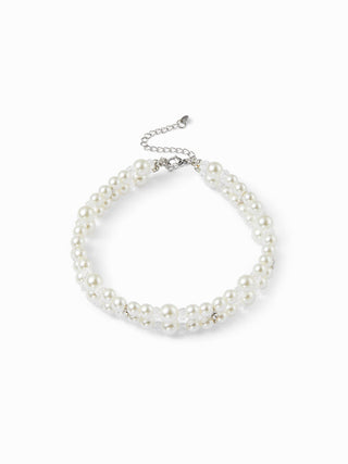 FAUX PEARL & RHINESTONE DECOR LAYERED CHOCKER NECKLACE For Date Party/Clubbing Wedding