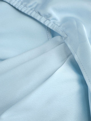 Satin Cowl Neck Solid Ruffle Hem Maxi Dress