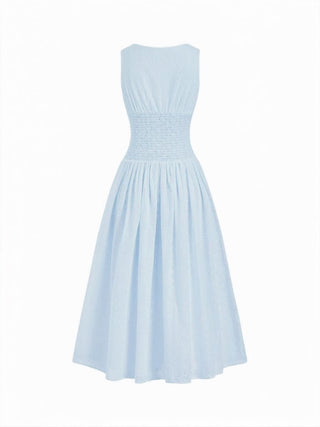 Woven Cotton-blend Sculptural V-neck Broderie Anglaise Floral Lace Trim Button Midi Dress For Vacation