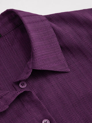Polo Collar Texture Button Up Shirt