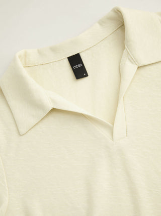 Cotton-blend Polo Collar Short Sleeve Tee