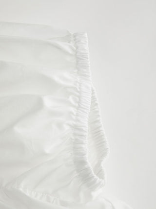 Cotton-blend Square Neck Puff Sleeve Ruched Bubble Hem Blouse