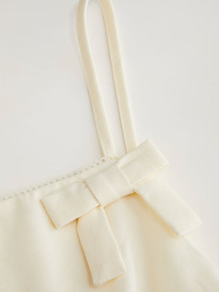 Linen-blend Square Neck Bowknot Oversized Smock Mini Dress