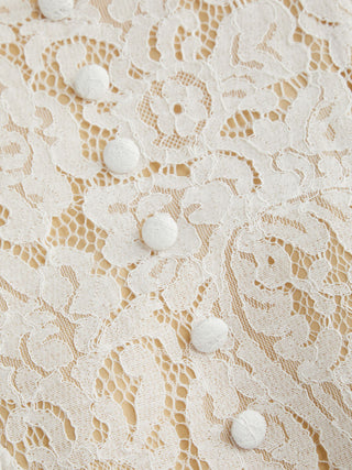 Cotton-blend Textured Lace Sweetheart Neck Flared Midi Dress