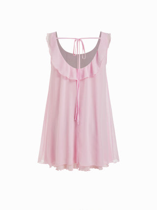 Scoop Neck Sleeveless Ruffle Bowknot Mini Nightdress