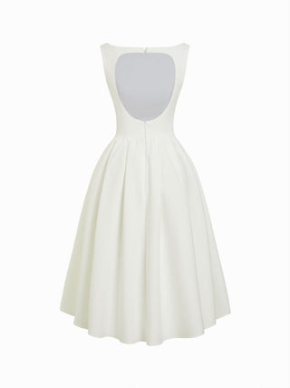Boat Neck Backless Flared Maxi Dress