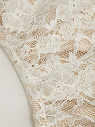 Lace Stand Collar Short Sleeve Cut Out Bowknot A-line Mini Dress