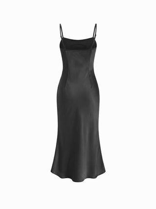 Satin High Neck Cape Sleeve Maxi Dress