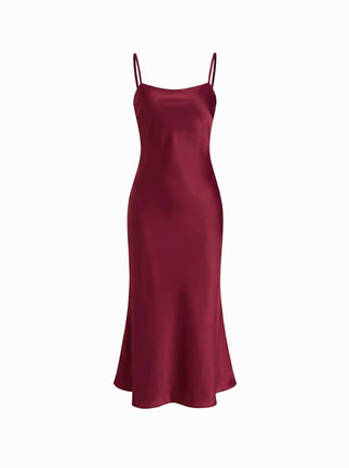 Satin High Neck Cape Sleeve Maxi Dress