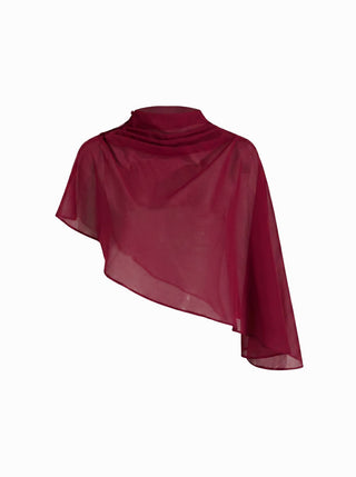 Satin High Neck Cape Sleeve Maxi Dress