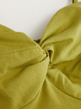 Linen-blend Sweetheart Twist Knotted Flared Maxi Dress