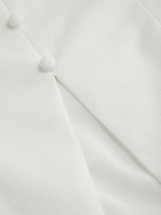 Linen-blend Scoop Neck Lace Trim Short Sleeve Blouse