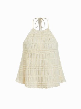 Halter Neckline Textured Ruched Top