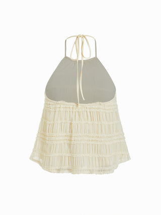 Halter Neckline Textured Ruched Top