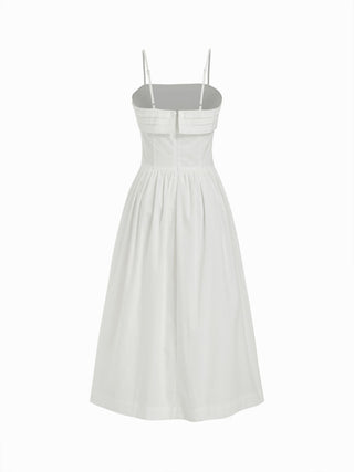 Cotton-blend Square Neck Flared Maxi Dresses