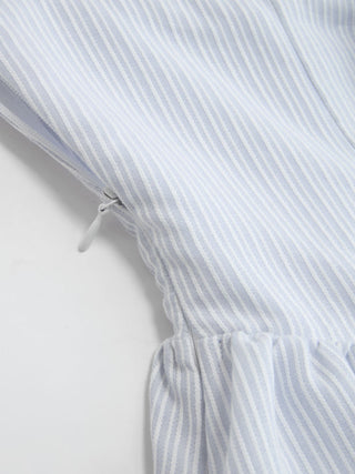 Cotton-blend Striped Halter Neck Bowknot A-line Maxi Dress