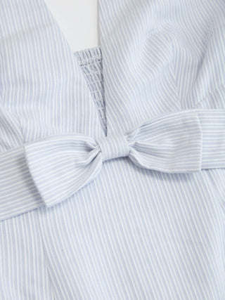 Cotton-blend Striped Halter Neck Bowknot A-line Maxi Dress