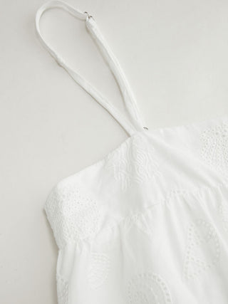 Cotton-blend Square Neck Broderie Anglaise A-line Cami Mini Dress