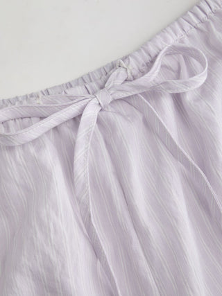 Linen-blend Stripe Bowknot Cami Top & Low Rise Shorts Set