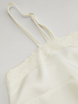Satin Satin Lace Trim Button Cami Top & Mid Rise Midi Skirt Set For Daily Casual Date