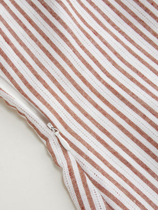 Linen-blend Stripe Halter Neckline Twist Knotted A-line Mini Dress