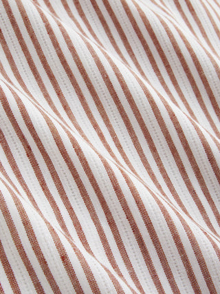 Linen-blend Stripe Halter Neckline Twist Knotted A-line Mini Dress