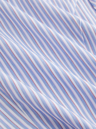 Cotton Striped Puff Sleeve Ruched Blouse