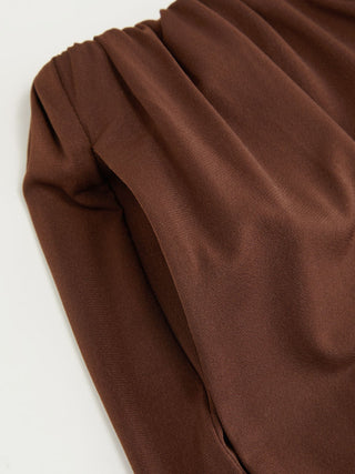 Asymmetrical Neck Ruched Top & High Rise Wide Leg Trousers Set