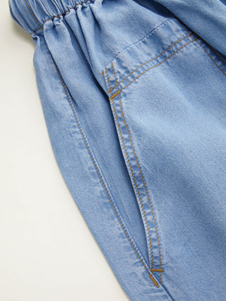 Denim High Rise Washed Drawstring Jogger Oversized Jeans