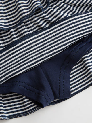 Striped Bandeau Ruffle Tiered Mini Dress