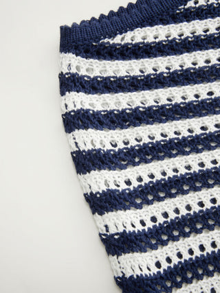Knit Striped Asymmetrical Hem Oversized Poncho Top