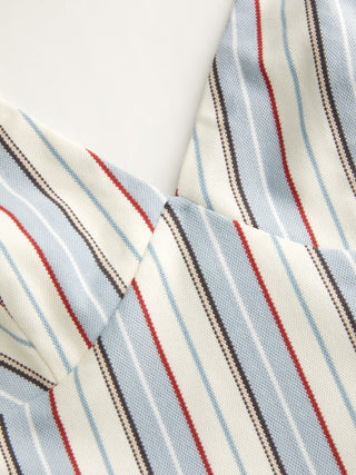 Cotton-blend Striped Halter Neck Backless Top