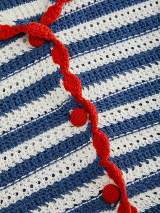 Knit Crochet Striped Contrasting Trim Vest