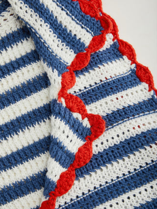 Knit Crochet Striped Contrasting Trim Vest