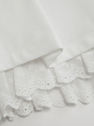 Woven Cotton High Rise Pleated Broderie Anglaise Shorts For Daily Casual Date