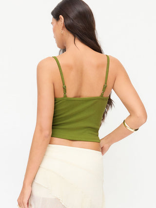 Cotton-blend Floral Rhinestone Cami Top
