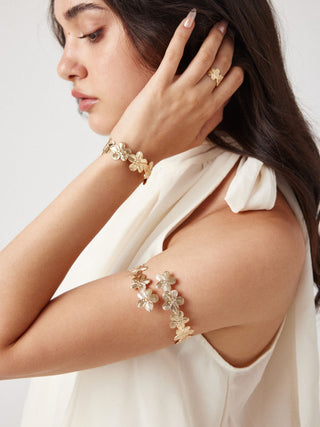 3PCS FLORAL RING & BRACELET & ARM CUFF For Date Party/Clubbing Vacation