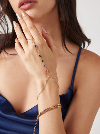 RHINESTONE DECOR HAND CHAIN BRACELET  For Music Festival/Live House Party/Clubbing