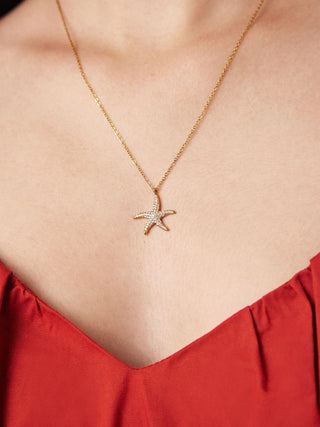 18K GOLD PLATED STAINLESS STEEL STARFISH  NECKLACE