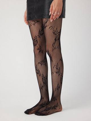 FLORAL & BUTTERFLY FISHNET TIGHTS For Party/Clubbing