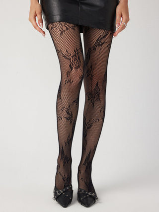 FLORAL & BUTTERFLY FISHNET TIGHTS For Party/Clubbing