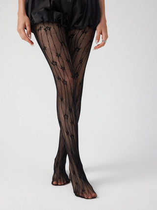 FLORAL STRIPE FISHNET TIGHTS For Daily Casual Party/Clubbing